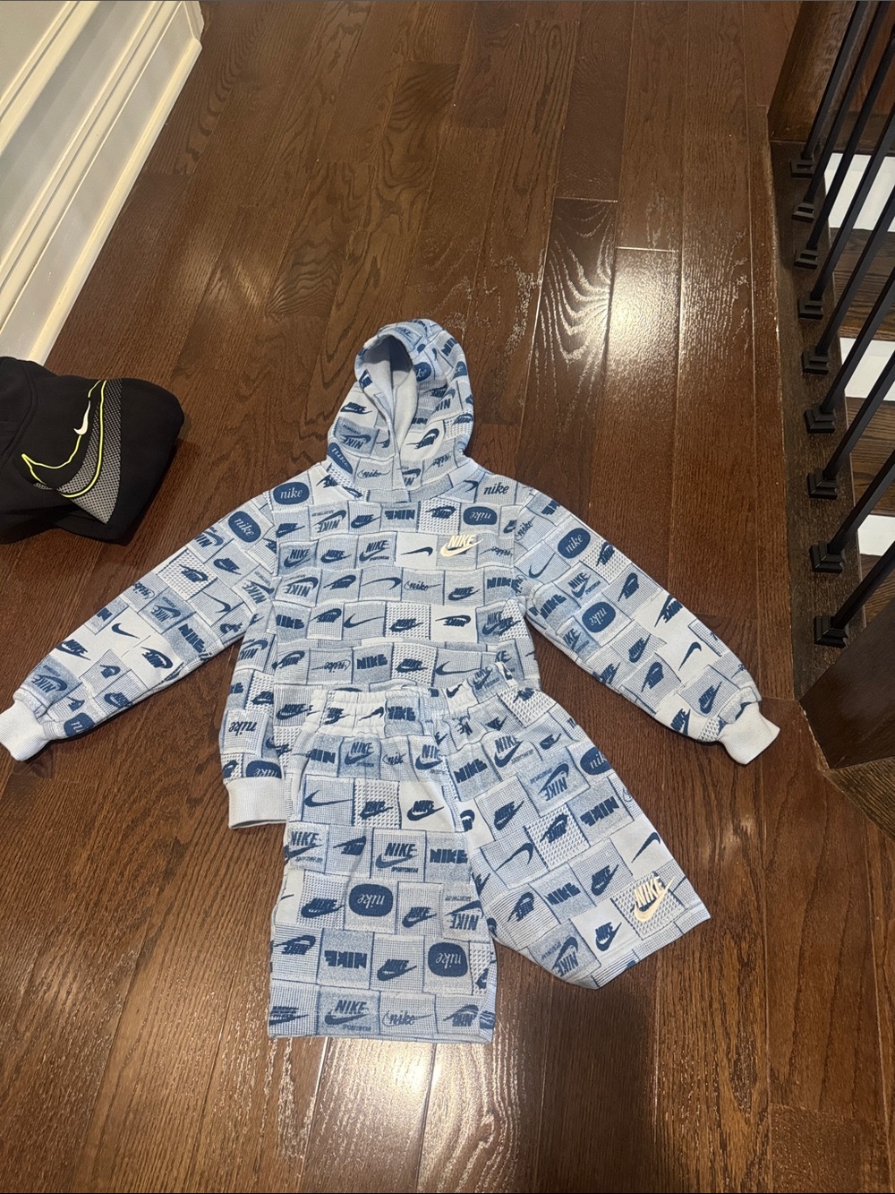 Nike Kids' Blue Logo Print Hoodie & Shorts Pajama Set